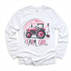Farm Girl Pink Tractor Shirt - Girls Tractor Shirt by Madi Moosh