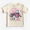 Farm Girl Pink Tractor Shirt - Girls Tractor Shirt by Madi Moosh