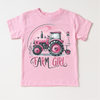 Farm Girl Pink Tractor Shirt - Girls Tractor Shirt by Madi Moosh