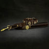 The "Maximus" collar 2.5 inch wide brown & gold by Bestia Dog Gear