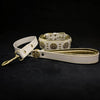 The "Maximus" collar 2.5 inch wide white & gold by Bestia Dog Gear