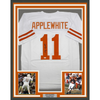 Framed Autographed/Signed Major Applewhite 35x39 Texas White College Football Jersey JSA COA by Hall of Fame Sports Memorabilia