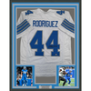 Framed Autographed/Signed Malcolm Rodriguez 35x39 Detroit White Football Jersey Beckett BAS COA by Hall of Fame Sports Memorabilia