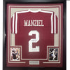 Framed Autographed/Signed Johnny Manziel 12 Heisman 35x39 Texas A&M Maroon College Football Jersey JSA COA