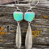 Sonoran Gold Turquoise Feather Earrings | Sterling Silver Dangle Earrings | Handmade in Durango Colorado by mend metalworks