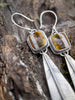 Polychrome Turquoise Feather Earrings | Sterling Silver Dangle Earrings | Handmade in Durango Colorado by mend metalworks