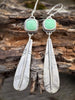Australian Variscite Feather Earrings | Sterling Silver Dangle Earrings | Handmade in Durango Colorado by mend metalworks