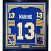 Framed Autographed/Signed Dan Marino 35x39 Pittsburgh Blue College Football Jersey JSA COA
