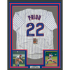 Framed Autographed/Signed Mark Prior 35x39 Chicago Pinstripe Baseball Jersey JSA COA