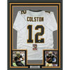 Framed Autographed/Signed Marques Colston 35x39 New Orleans White Football Jersey JSA COA