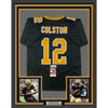 Framed Autographed/Signed Marques Colston 35x39 New Orleans Black Football Jersey JSA COA