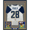 Framed Autographed/Signed Marshall Faulk 35x39 St. Louis White Football Jersey JSA COA