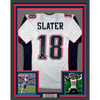 Framed Autographed/Signed Matthew Slater 35x39 New England White Football Jersey Beckett BAS COA