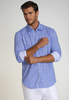 Mauro Long Sleeve Check Tech Shirt - Royal Blue by Buki