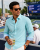 Mauro Long Sleeve Check Tech Shirt - Emerald by Buki