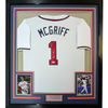 Framed Autographed/Signed Fred McGriff 35x39 Atlanta White Baseball Jersey JSA COA