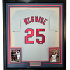 Framed Autographed/Signed Mark McGwire 35x39 St. Louis Grey Baseball Jersey JSA COA