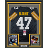 Framed Autographed/Signed Mel Blount 35x39 Pittsburgh Black Football Jersey JSA COA