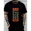 Men's Plus Size Geometric Crew Neck T-Shirt – Casual Short Sleeve Tee by Dog Mom Hat