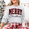 Merry Christmas Sweatshirt - Buffalo Plaid Crewneck by Adorb Custom Tees