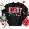 Merry Christmas Sweatshirt - Buffalo Plaid Crewneck by Adorb Custom Tees