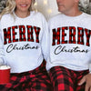 Merry Christmas Sweatshirt - Buffalo Plaid Crewneck by Adorb Custom Tees