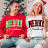 Merry Christmas Sweatshirt - Buffalo Plaid Crewneck by Adorb Custom Tees