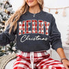 Merry Christmas Sweatshirt - Buffalo Plaid Crewneck by Adorb Custom Tees