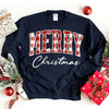 Merry Christmas Sweatshirt - Buffalo Plaid Crewneck by Adorb Custom Tees
