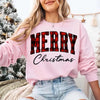 Merry Christmas Sweatshirt - Buffalo Plaid Crewneck by Adorb Custom Tees