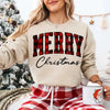 Merry Christmas Sweatshirt - Buffalo Plaid Crewneck by Adorb Custom Tees
