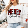 Merry Christmas Sweatshirt - Buffalo Plaid Crewneck by Adorb Custom Tees