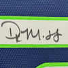 Framed Autographed/Signed DK D.K. Metcalf 35x39 Seattle Blue Football Jersey JSA COA
