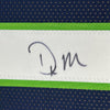 Framed Autographed/Signed DK D.K. Metcalf 35x39 Seattle Blue Football Jersey JSA COA #2