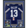 Framed Autographed/Signed Michael Gallup 35x39 Dallas Blue Football Jersey JSA COA