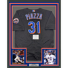 Framed Autographed/Signed Mike Piazza 35x39 New York Mets Black Mitchell & Ness Authentic Baseball Jersey Fanatics COA