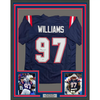 Framed Autographed/Signed Milton Williams 35x39 New England Blue Football Jersey Beckett BAS COA by Hall of Fame Sports Memorabilia