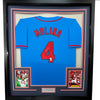 Framed Autographed/Signed Yadier Molina 35x39 St. Louis Blue Baseball Jersey Beckett BAS COA