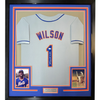 Framed Autographed/Signed Mookie Wilson 35x39 New York Grey Baseball Jersey JSA COA by Hall of Fame Sports Memorabilia