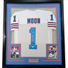 Framed Autographed/Signed Warren Moon 35x39 HOF 06 Houston White Football Jersey JSA COA