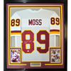 Framed Autographed/Signed Santana Moss 35x39 Washington White Football Jersey JSA COA