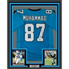 Framed Autographed/Signed Muhsin Muhammad 35x39 Carolina Blue Football Jersey Beckett BAS COA