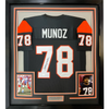 Framed Autographed/Signed Anthony Munoz 35x39 Cincinnati Black Football Jersey JSA COA by Hall of Fame Sports Memorabilia