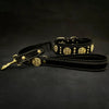 The "Maximus" collar 2.5 inch wide black & gold by Bestia Dog Gear