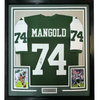 Framed Autographed/Signed Nick Mangold 35x39 New York Green Football Jersey JSA COA