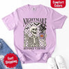Nightmare Before Coffee Comfort Colors Shirt – Skeleton Funny Halloween Tee by Adorb Custom Tees