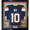 Framed Autographed/Signed Bo Nix 35x39 Denver Blue Football Jersey Beckett BAS COA