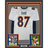 Framed Autographed/Signed Noah Fant 35x39 Denver White Football Jersey Beckett BAS COA