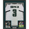 Framed Autographed/Signed Nolan Smith Jr. 35x39 Philadelphia White Football Jersey Beckett BAS COA