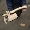 Handmade Damascus Steel Viking Axe and Matching Knife Set with Ash Wood Handle and Leather Sheath by JW SteelCrafts